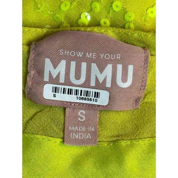 Show Me Your Mumu Suzanna Slip Dress in Lime Sequins Small Womens Cocktail - Picture 7 of 16